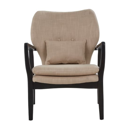 FURCO Elegant Beige Armchair with Black Birchwood Frame