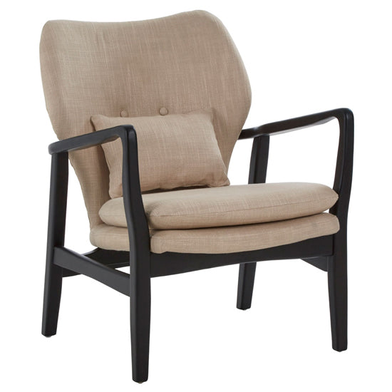 FURCO Elegant Beige Armchair with Black Birchwood Frame