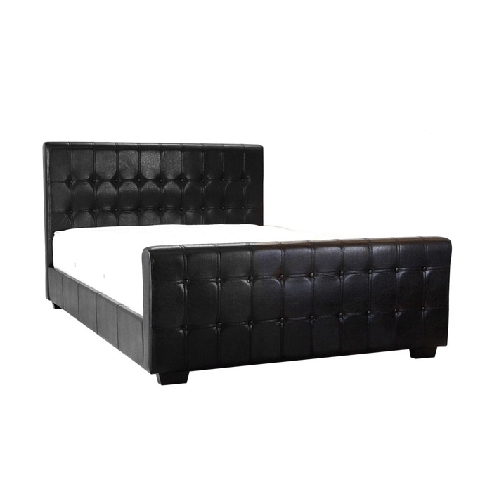 Beverley Black Buttoned PU Double Bed - Elegant Leather Effect Design for Stylish Bedrooms