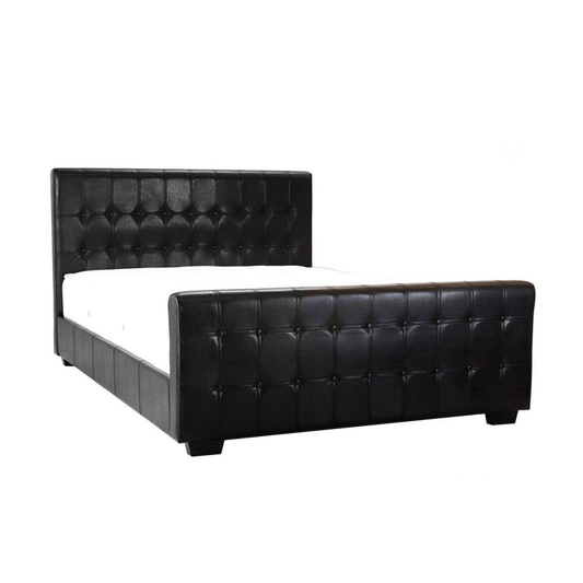 Beverley Black Buttoned PU Double Bed - Elegant Leather Effect Design for Stylish Bedrooms