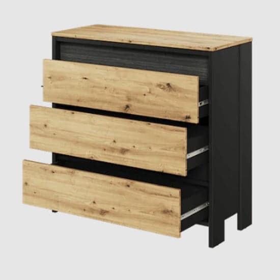 Swift Kids Wooden Chest Of 3 Drawers In Artisan Oak And LED