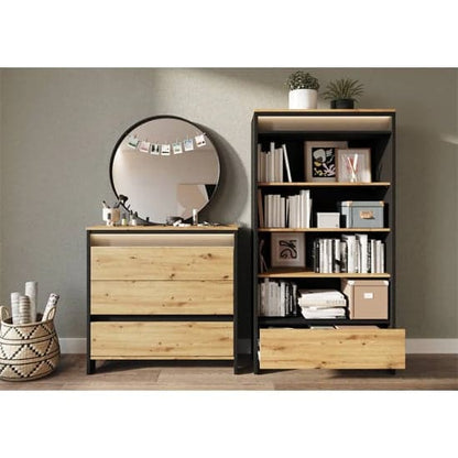 Kids Wooden Chest of 3 Drawers with LED Lighting in Artisan Oak