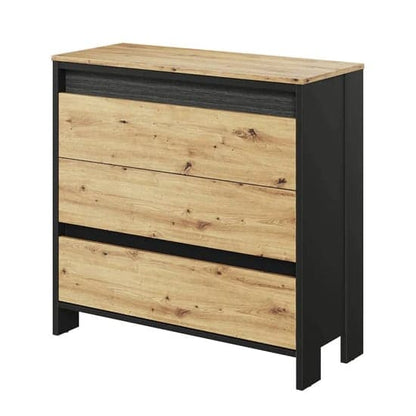 Kids Wooden Chest of 3 Drawers with LED Lighting in Artisan Oak