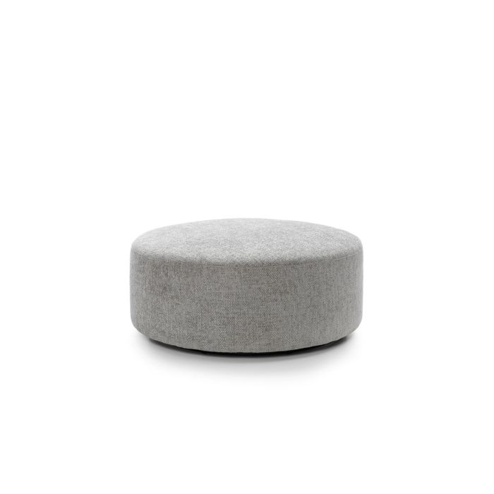 FURCO 360° Swivel Pouffe in Light Grey Linen - Stylish Footstool for Home Decor