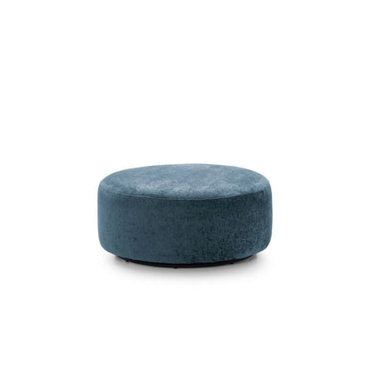 FURCO Dark Blue Chenille 360° Swivel Pouffe - Large Footstool for Living Room