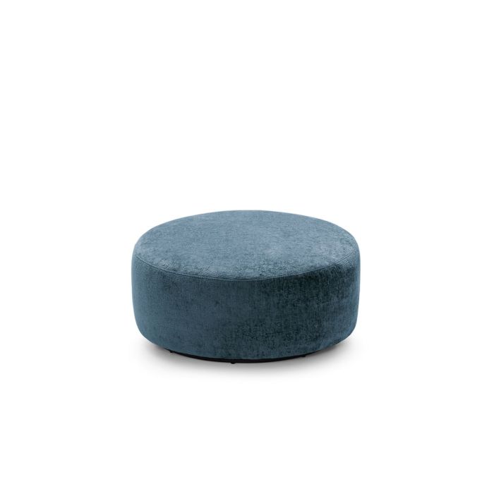 FURCO Dark Blue Chenille 360° Swivel Pouffe - Large Footstool for Living Room