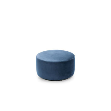 FURCO Dark Blue Velvet Swivel Pouffe - 360° Rotating Footstool for Living Room