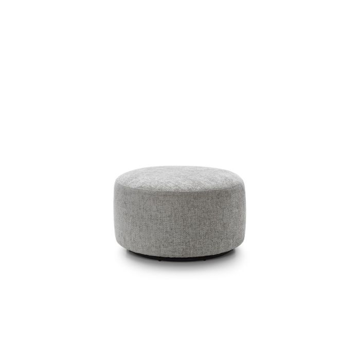 FURCO 360° Ash Grey Chenille Swivel Pouffe - Comfortable Footstool for Living Room