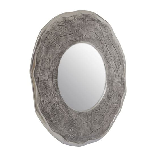 Large Silver Metal Round Wall Mirror for Bedroom and Living Room Decor