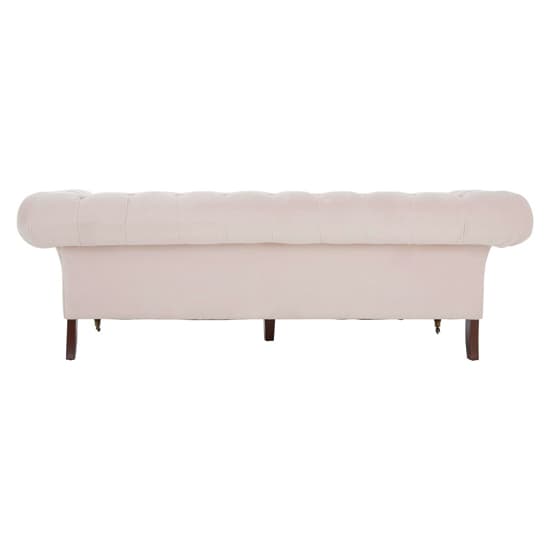 Chesterfield-Inspired 3 Seater Sofa in Muted Pink Upholstery with Rolled Arms and Button Tufting