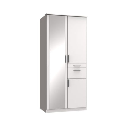 Kodera White 2 Door 2 Drawer Mirrored Wardrobe | Contemporary Reflections | Furco