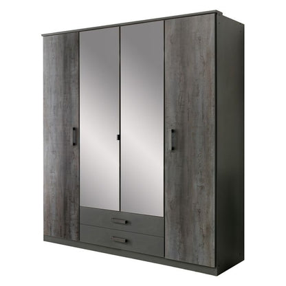 Darwin 4 Door and 2 Drawer Wardrobe - Grey