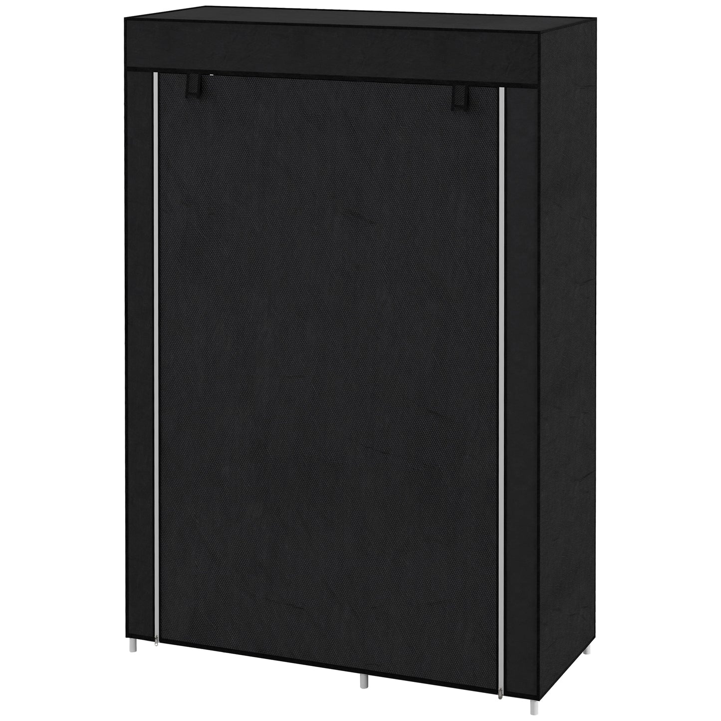 HOMCOM abric Wardrobe, Portable Wardrobe with 6 Shelves, 1 Hanging Rail, Foldable Closets, 103 x 43 x 162.5 cm, Black