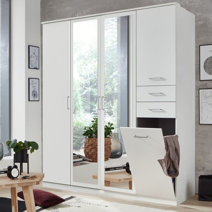 Fresna Modern 4 Door Wardrobe with Mirror and Drawers | Spacious Storage Solution