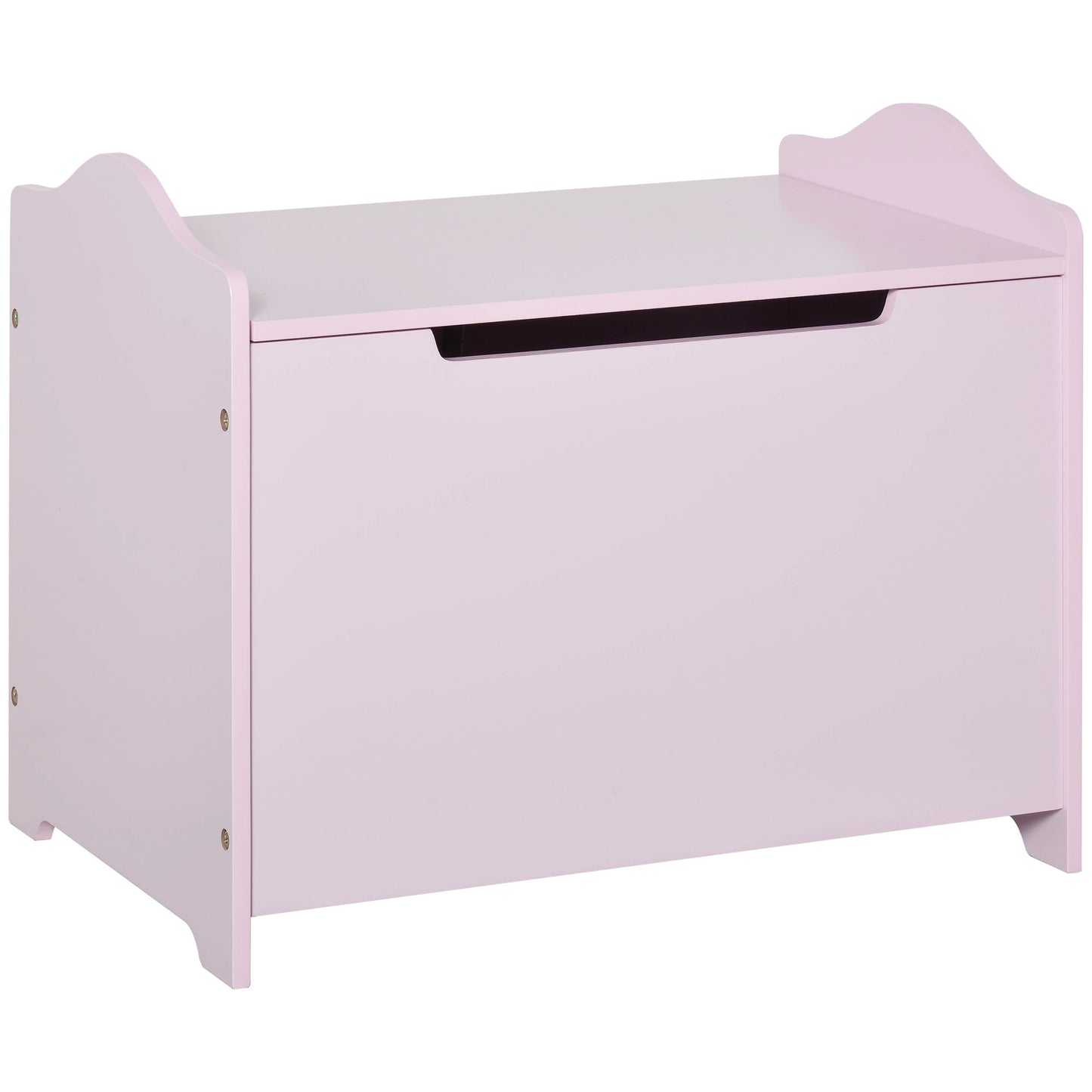 HOMCOM ooden Kids Toy Box Children Storage Organizer Chest Safety Hinge Playroom Furniture Pink