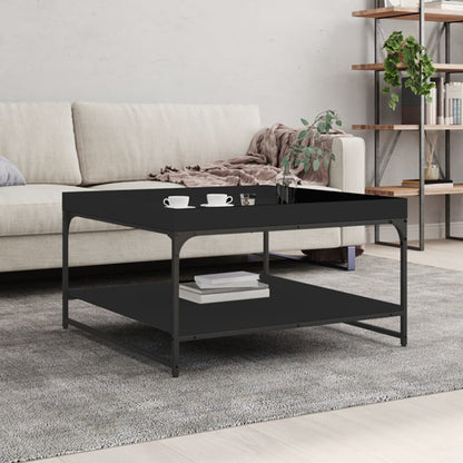 Black Wooden Coffee Table with Undershelf for Modern Living Rooms