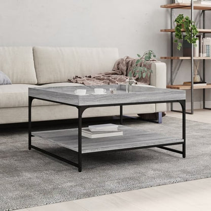 Grey Sonoma Oak Coffee Table with Undershelf for Living Room Storage