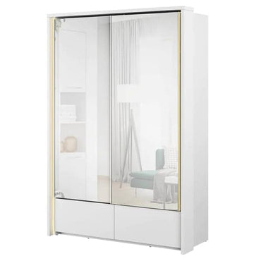 White LED Mirrored Sliding Wardrobe with 2 Doors | Tacoma Design | White | Mirror, LEDs, Drawers | 2 Doors | 150cm