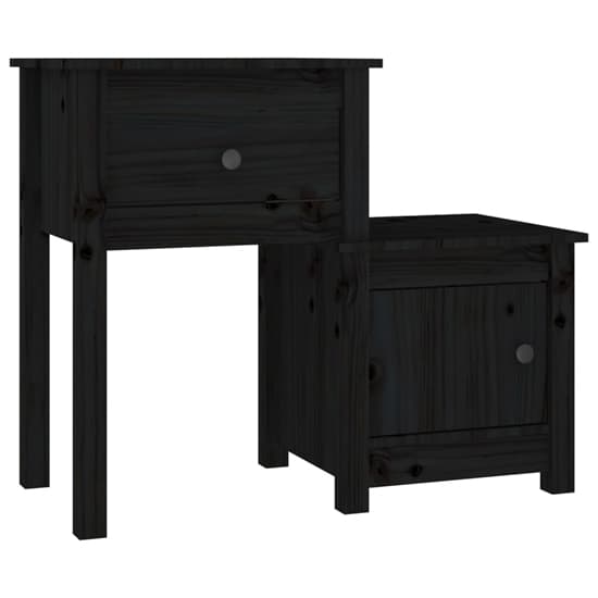 Tadria Pinewood Bedside Cabinet With 1 Door 1 Drawer In Black