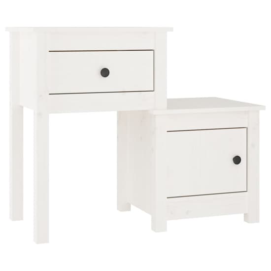 Tadria Pinewood Bedside Cabinet With 1 Door 1 Drawer In White