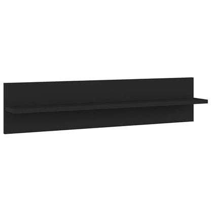 FURCO Takashi Black Wooden Wall Shelf Set of 2 for Home Decor and Storage