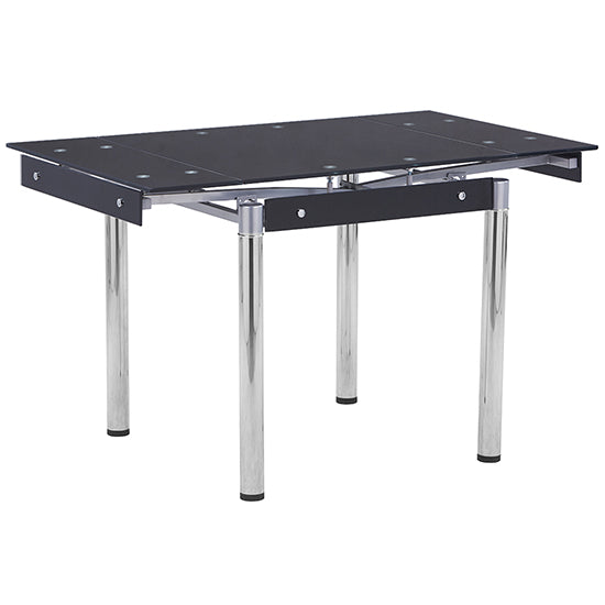 Tallis Extending Black Glass Dining Table With Chrome Legs