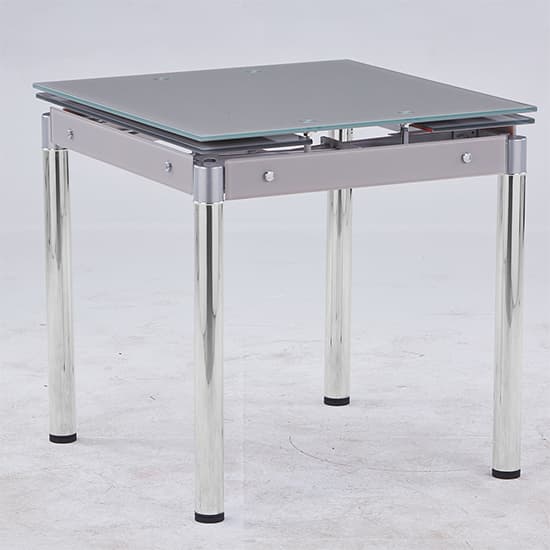 Tallis Extending Grey Glass Dining Table With Chrome Legs