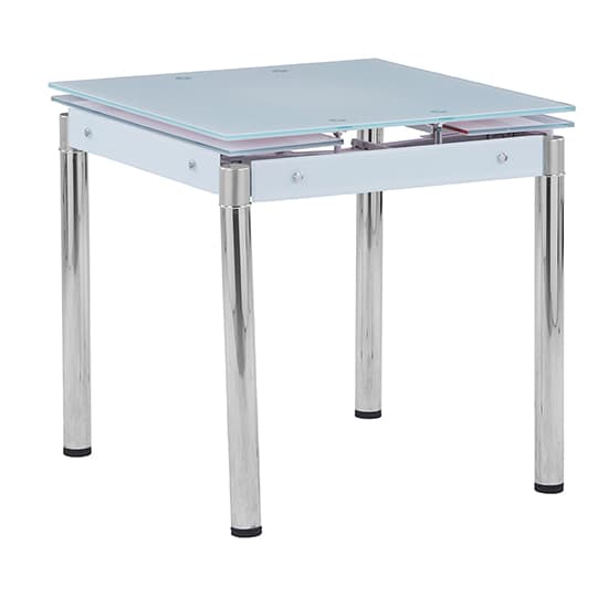 Tallis Extending White Glass Dining Table With Chrome Legs