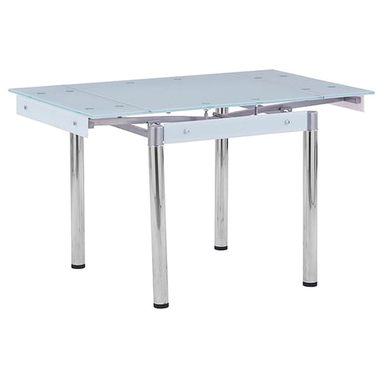 Tallis Extending White Glass Dining Table With Chrome Legs