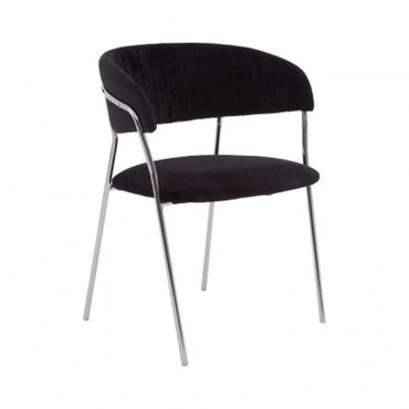 Tamzo Black Velvet Upholstered Dining Chairs In Pair