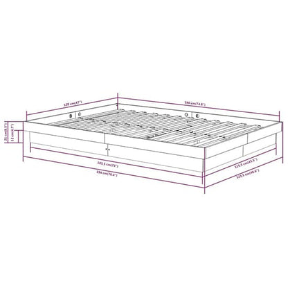 FURCO Black Solid Pinewood Small Double Bed Frame for 120x190 Mattress