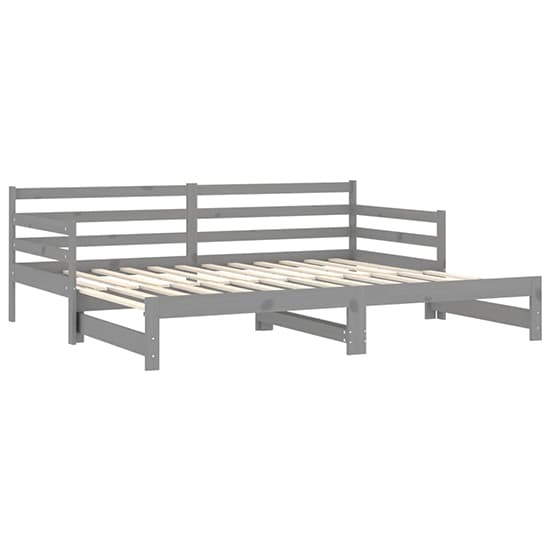 Grey Solid Pinewood Pull-Out Day Bed with Additional Mattress Space