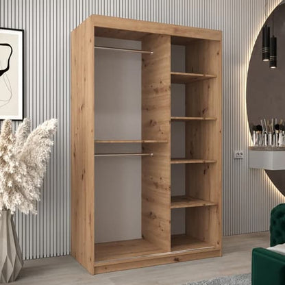 120cm Tavira II Artisan Oak Sliding Wardrobe | Mirror | 2 Doors | 120cm