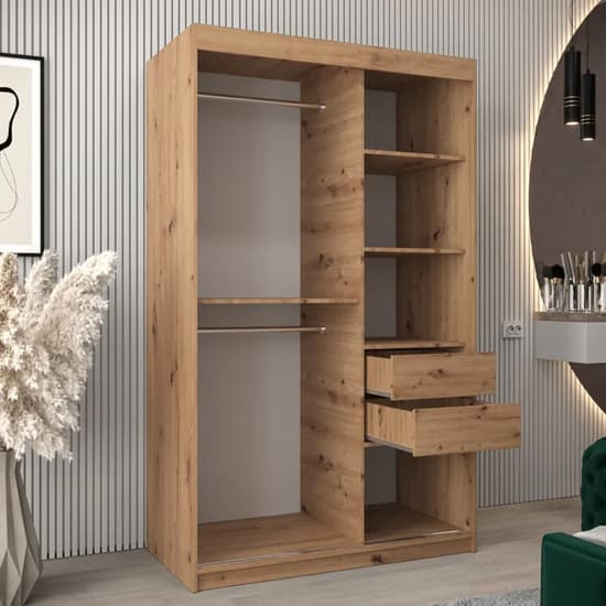 120cm Tavira II Artisan Oak Sliding Wardrobe | Mirror | 2 Doors | 120cm