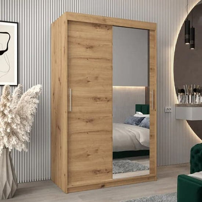 120cm Tavira II Artisan Oak Sliding Wardrobe | Mirror | 2 Doors | 120cm