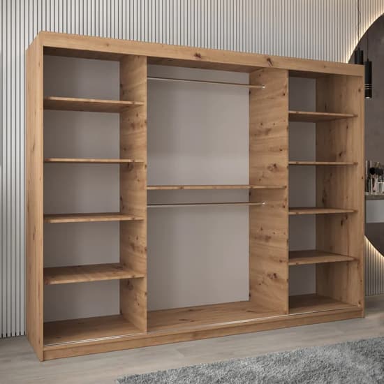 Tavira II Sliding Wardrobe | Artisan Oak | Mirror | 3 Doors | 250cm