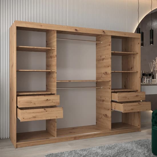 Tavira II Sliding Wardrobe | Artisan Oak | Mirror | 3 Doors | 250cm