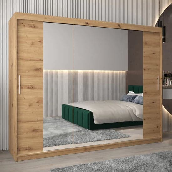 Tavira II Sliding Wardrobe | Artisan Oak | Mirror | 3 Doors | 250cm