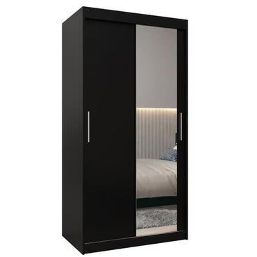 Tavira II Mirrored Wardrobe Sliding 2 Doors 100cm In Black