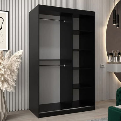 Tavira II Mirrored Wardrobe Sliding 2 Doors 120cm In Black