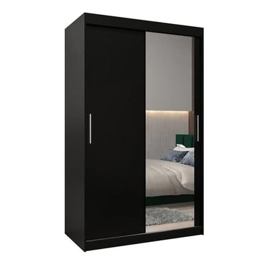 Tavira II Mirrored Wardrobe Sliding 2 Doors 120cm In Black