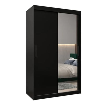 Tavira II Mirrored Wardrobe Sliding 2 Doors 120cm In Black