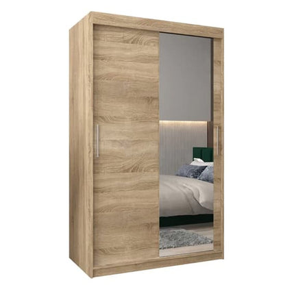 Tavira II Mirrored Wardrobe | Sliding | Sonoma Oak | Mirror, Shelves | 2 Doors | 120cm