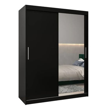 Tavira II Mirrored Wardrobe Sliding 2 Doors 150cm In Black