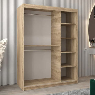 150cm Mirrored Sliding Wardrobe | Sonoma Oak | Mirror | 2 Doors | 150cm