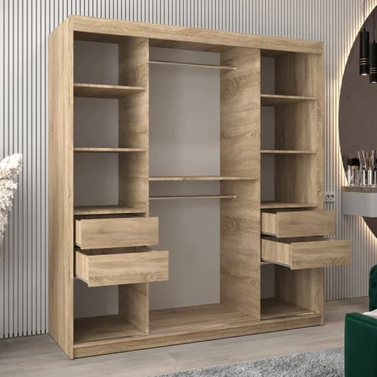 Tavira II Mirrored Sliding Wardrobe | Sonoma Oak | Mirror | 2 Doors | 180cm