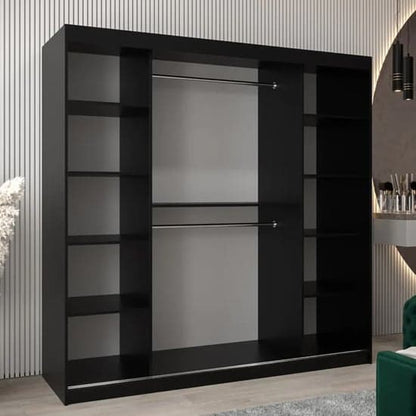 Tavira II Mirrored Wardrobe 2 Sliding Doors 200cm In Black