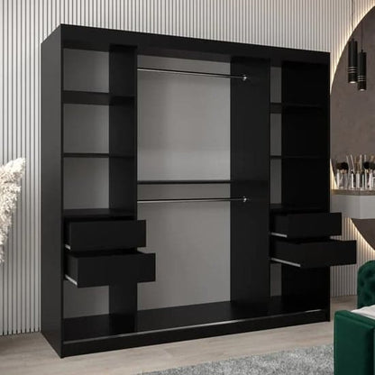 Tavira II Mirrored Wardrobe 2 Sliding Doors 200cm In Black