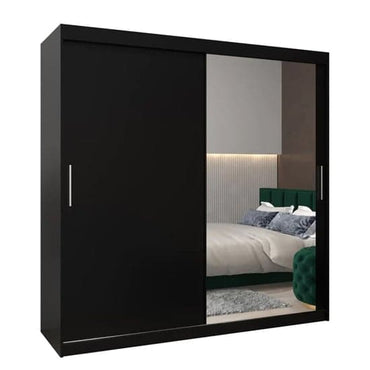 Tavira II Mirrored Wardrobe 2 Sliding Doors 200cm In Black