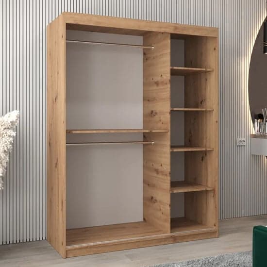 Tavira III Mirrored Sliding Wardrobe | Artisan Oak | Mirror | 2 Doors | 150cm